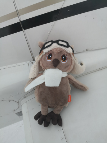 Мягкая игрушка совёнок-авиатор 25 см