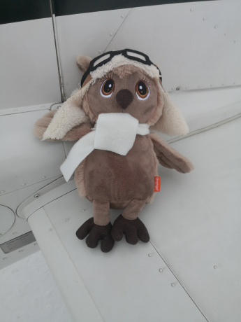 Мягкая игрушка совёнок-авиатор 25 см