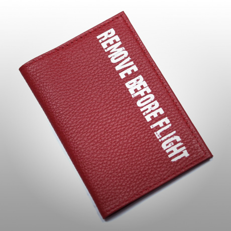 Обложка для документов из натуральной кожи Remove Before Flight красная